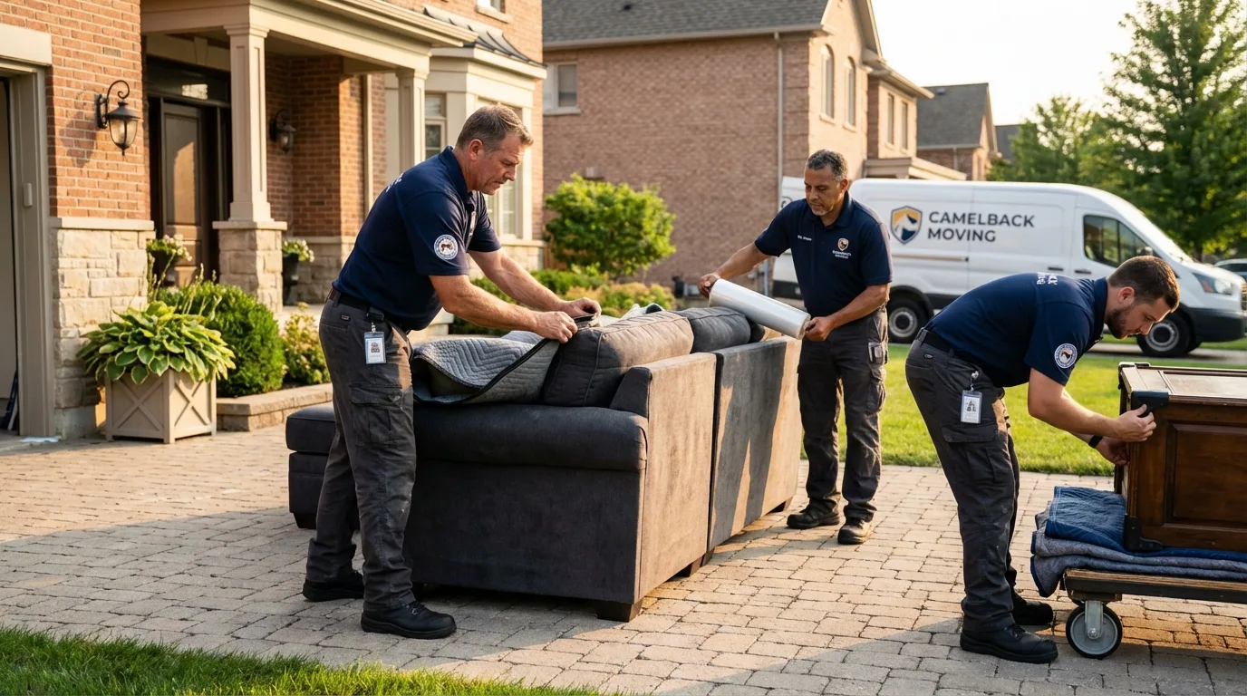 Large estate moving crew wrapping furniture in Coal City, IL